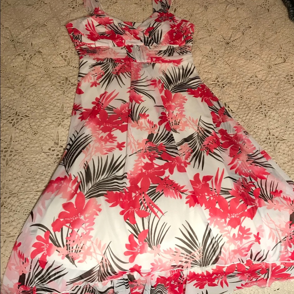 Pink floral high low dress